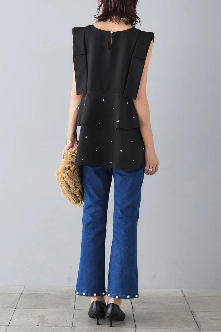 【tops】パールノースリーブトップス　M24912