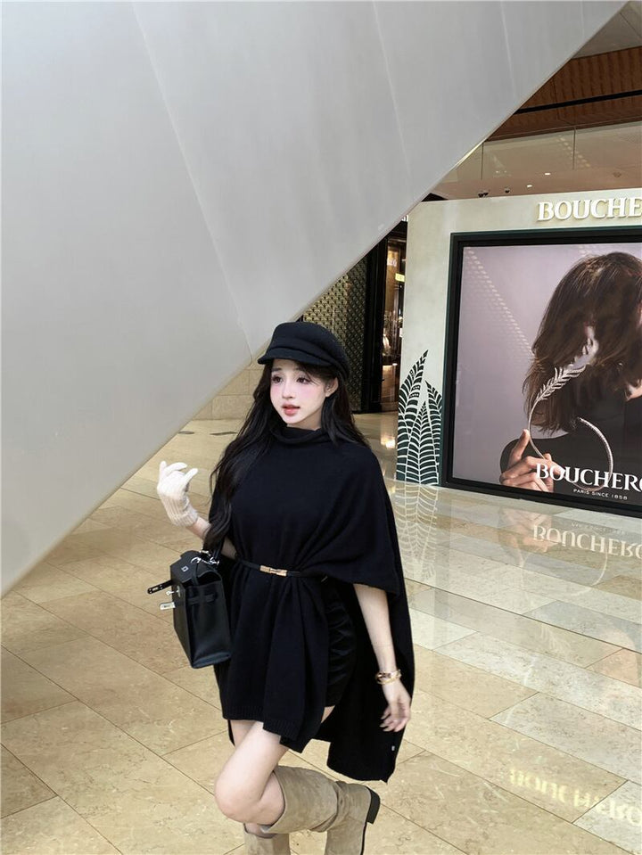 【tops】ケープニットトップスベルト付き　M26825
