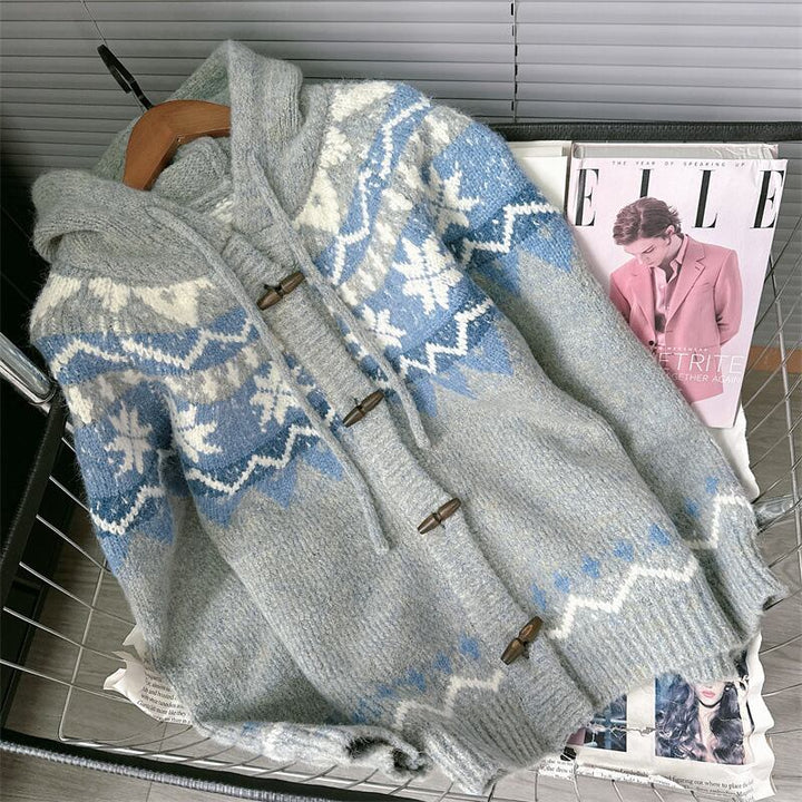 【outer】フード付きニットカーデ　M28128