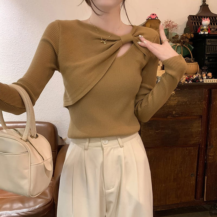 【tops】カットワークニットトップス　M25410