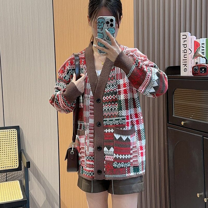 【outer】Vネックニットカーデ　M18513