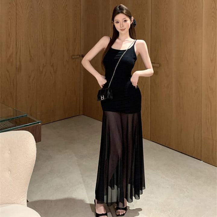 【dress】チュールコンビキャミワンピース　M29737