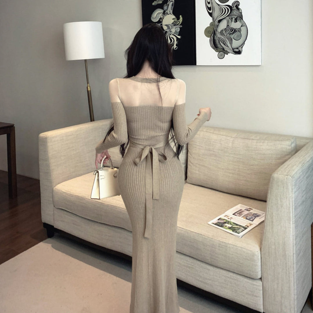 【dress】透け感マーメイドニットワンピース　N3517