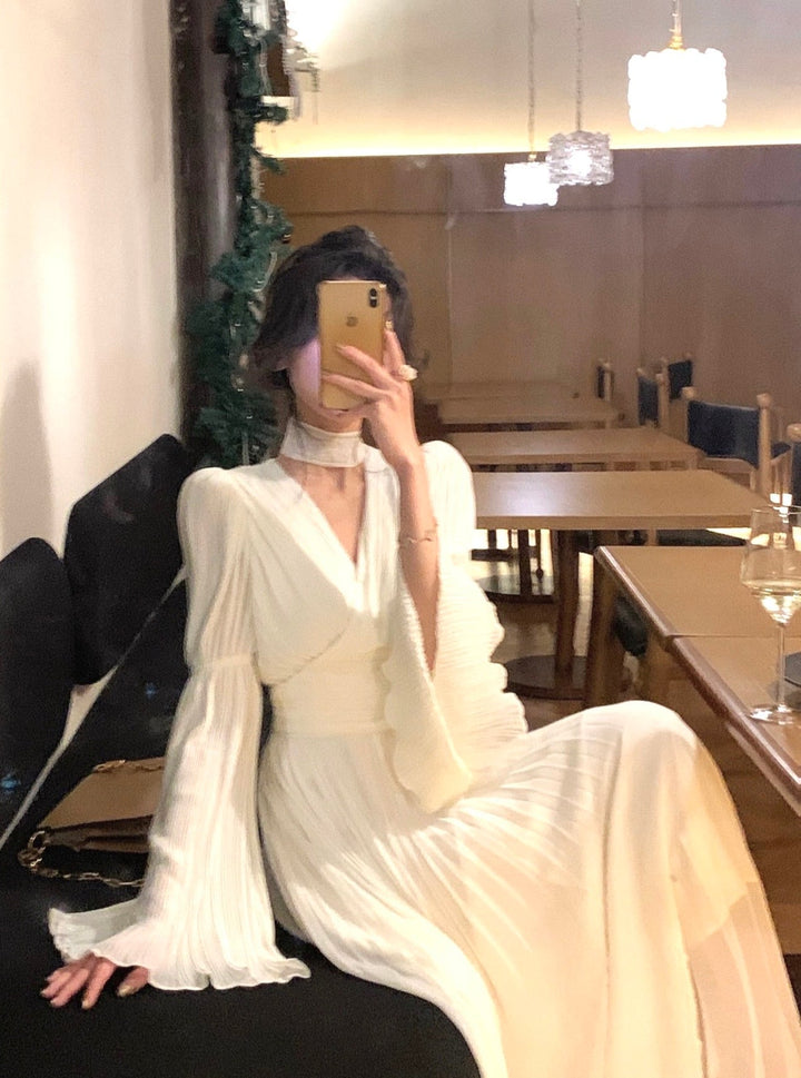 【dress】ベルスリーブプリーツワンピース　N3250