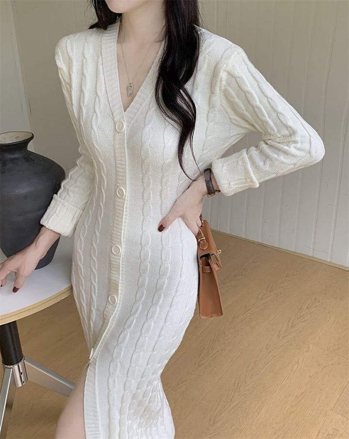 【dress】Vネックニットワンピース　M27377