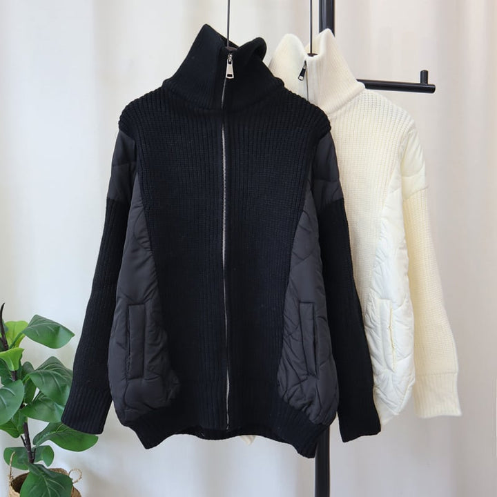 【outer】ファスナー切り替えニットカーデ　M26293