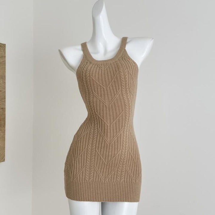 【dress】ホルターネックニットワンピース Q7740