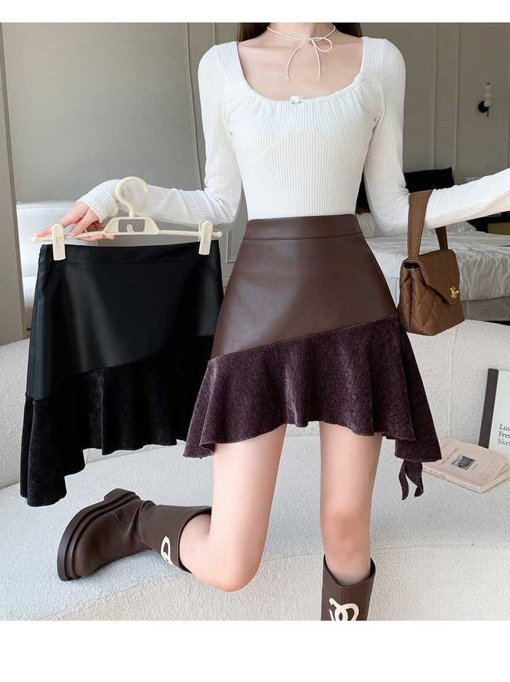 【bottoms】フリルPUスカート　M28685