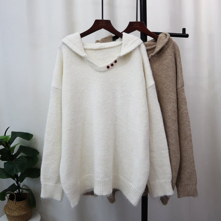 【tops】フード付きニットセーター　M26598