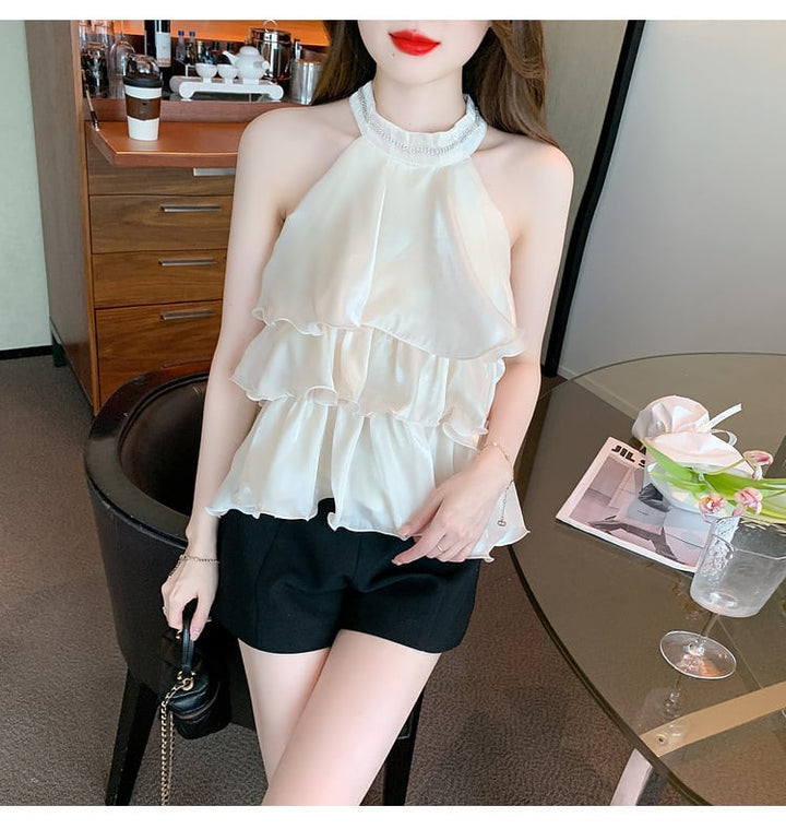 【tops】存在感 スウィートオシャレノースリーブトップス　M16751