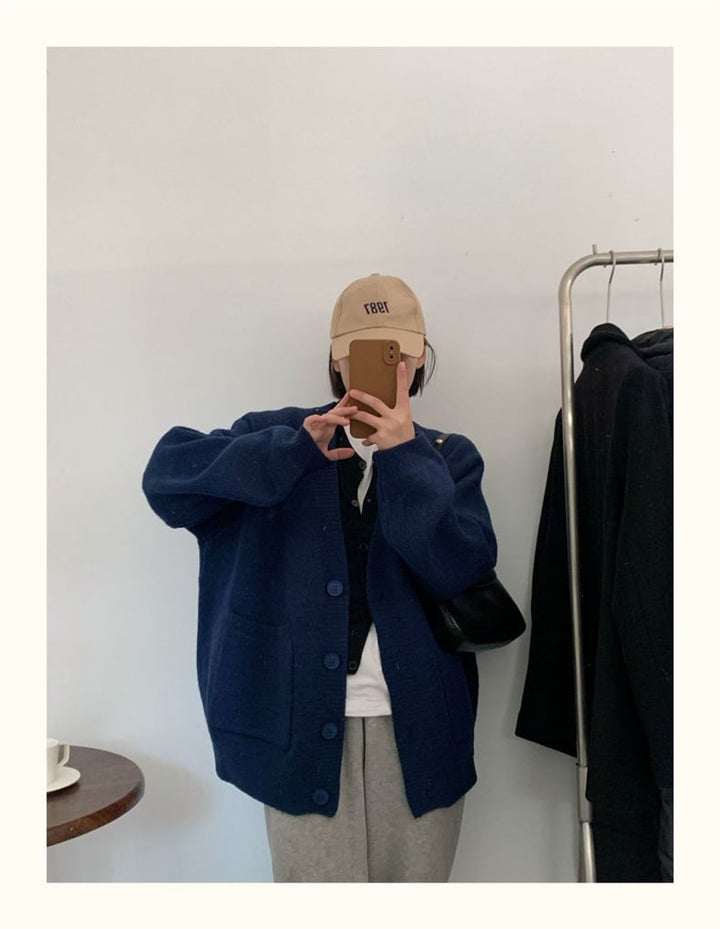【dress】無地Vネックニットカーディガン　M17703