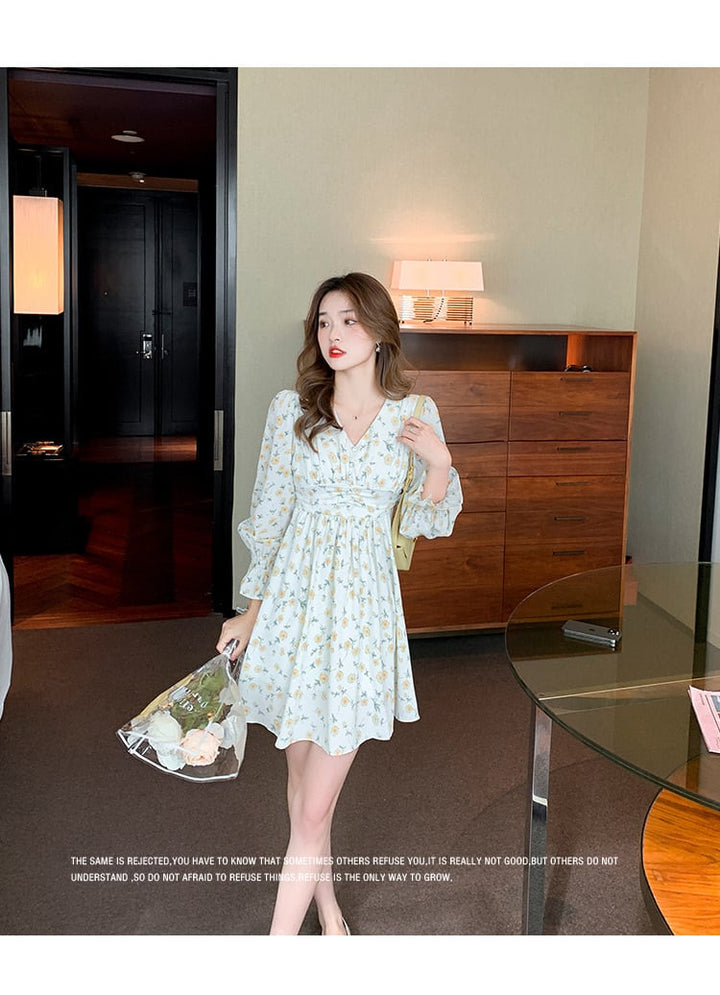 【dress】存在感 スウィートオシャレ花柄ワンピース　M17070