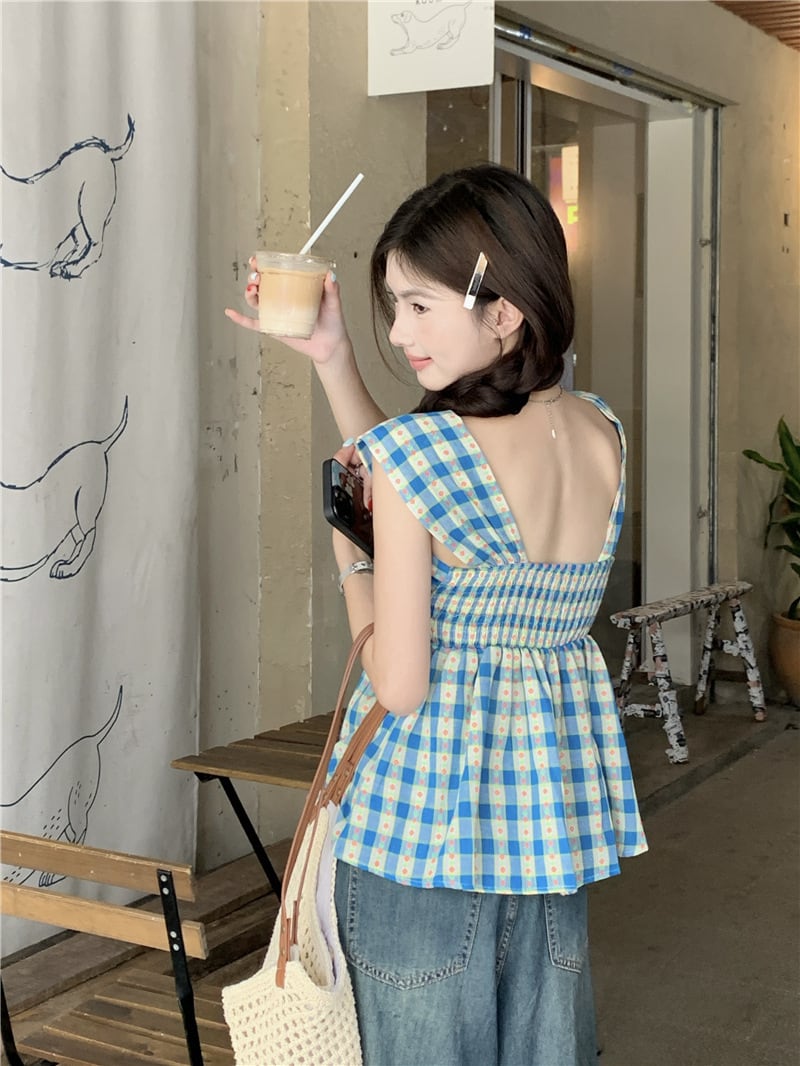 【tops】チェック柄トップス　M25051
