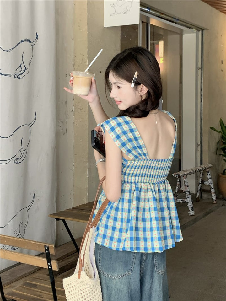【tops】チェック柄トップス　M25051