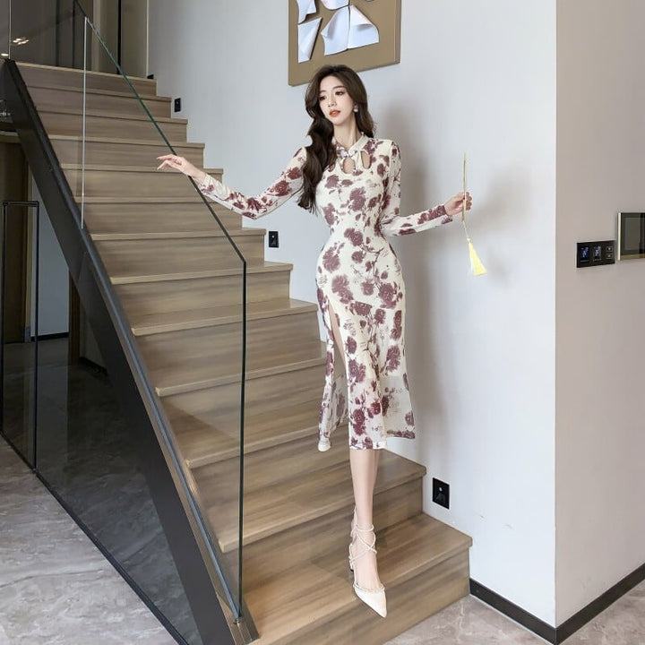 【dress】カットワークスリットデートワンピース　M17998