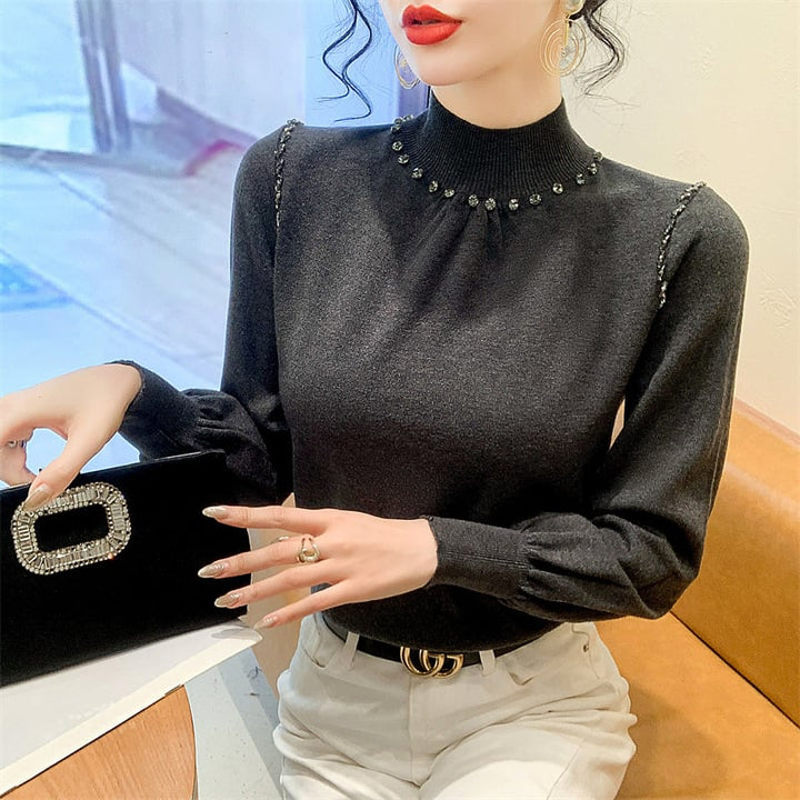 【tops】ビジューニットトップス　M27840