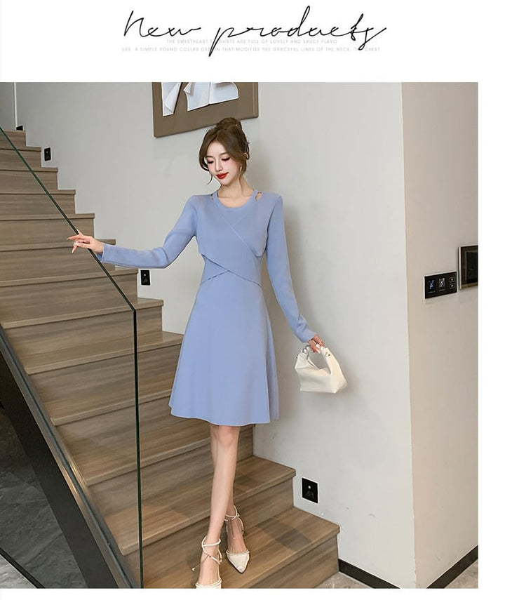 【dress】ドッキングニットワンピース　M18329