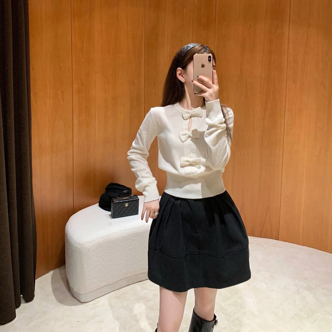 【tops】リボン付きニットトップス　N3332