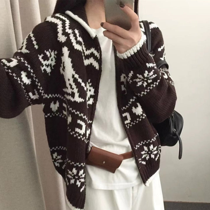 【outer】ジャカードニットカーデ　M27130