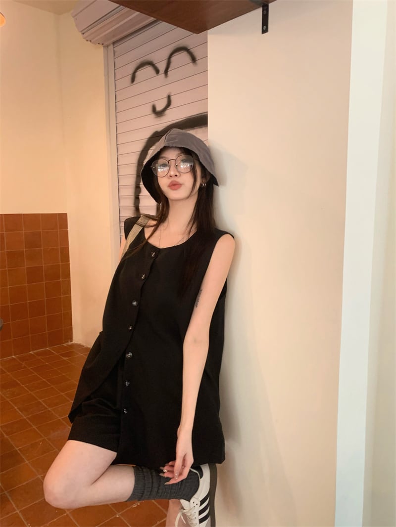 【set】ジレ×ショートパンツセット　M24124