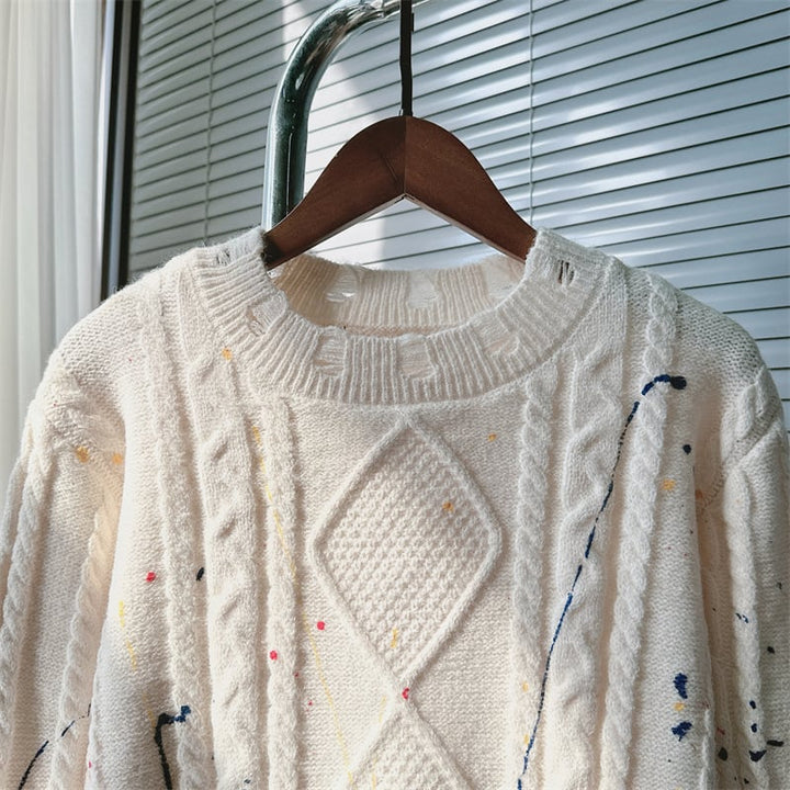 【tops】ダメージ加工ニットセーター　M25650