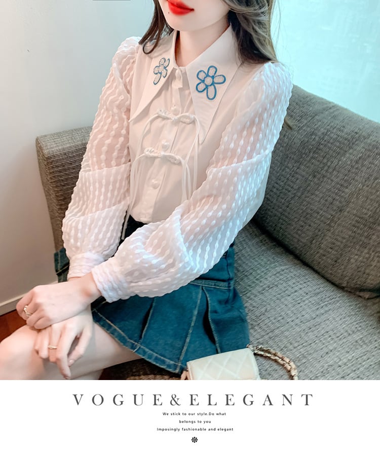 【tops】存在感 スウィートパフスリーブシャツトップス　M17649