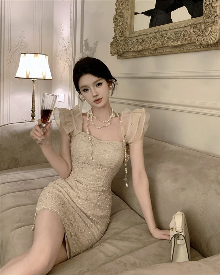 【dress】レース切り替えワンピース　M24182
