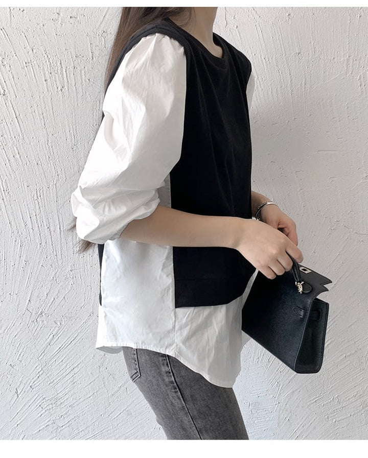 【tops】切り替えクルーネックプルオーバー　M17870
