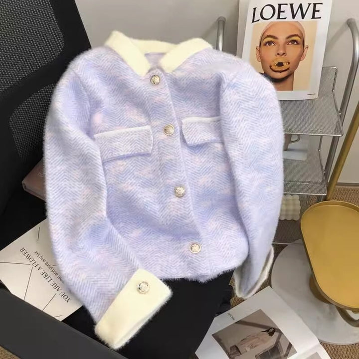 【outer】POLOネックボタンデザインニットジャケット　M17771