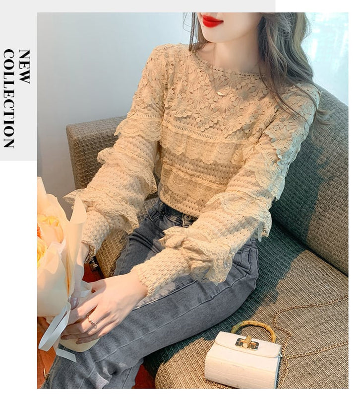 【tops】レースドッキングフリルトップス　M18402