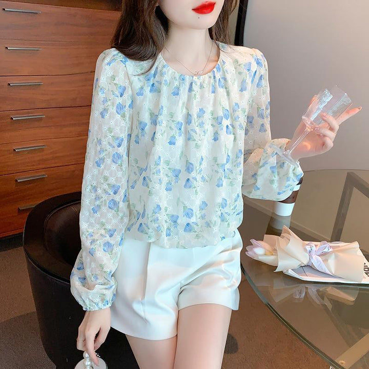 【tops】韓国系スウィートカットワークシャツトップス　M17388
