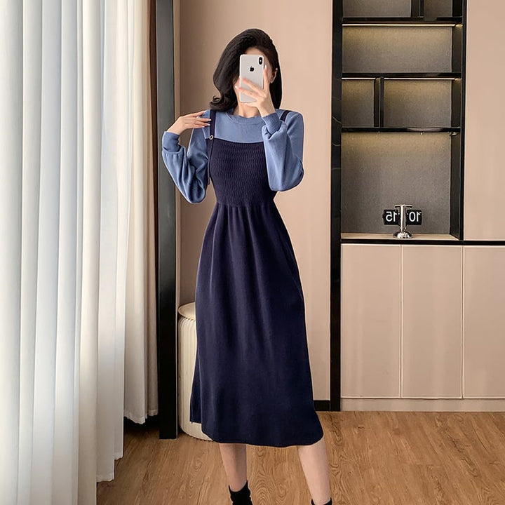 【dress】切り替えニットワンピース　M26645