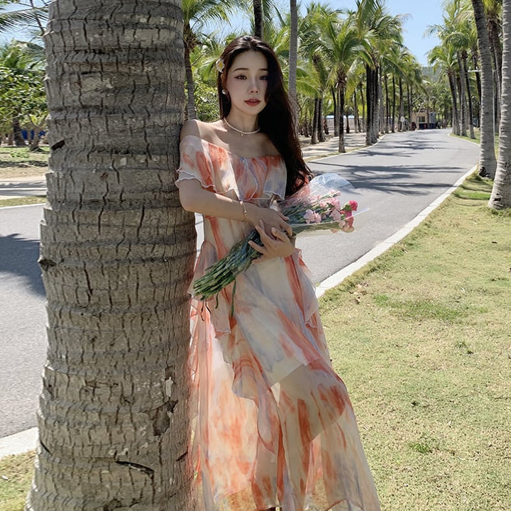 【dress】お洒落旅行スウィート不規則 イレギュラーワンピース　M16762