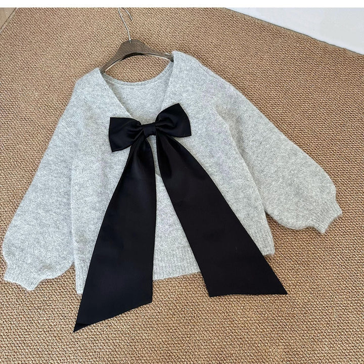 【tops】リボン付きニットセーター　M27023