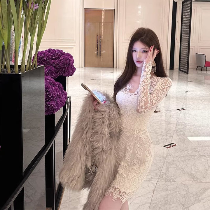 【dress】レースミニワンピース Q8343