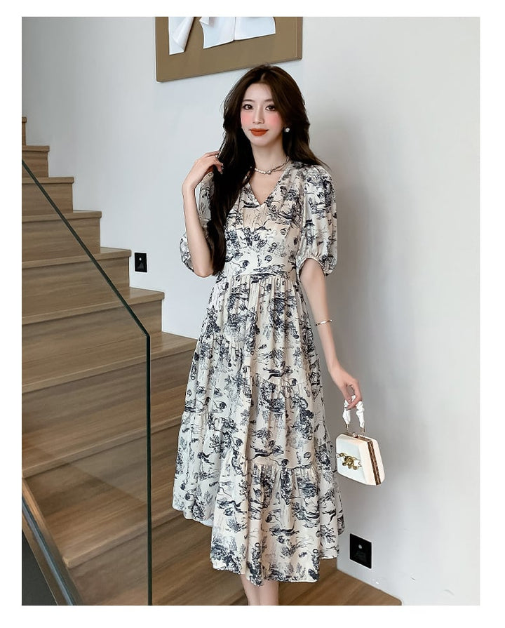 【dress】人気アイテム ! エレガント花柄ワンピース　M16950