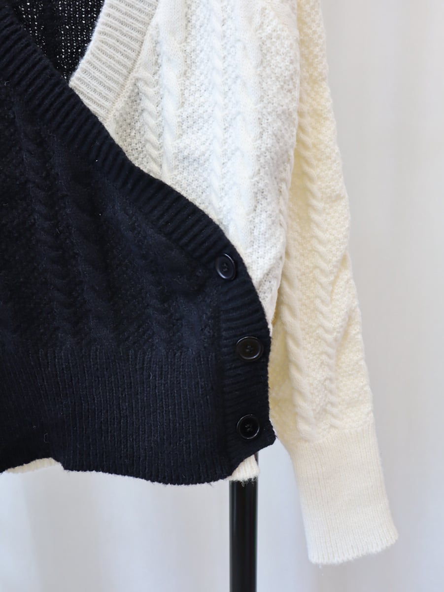 【outer】ドッキングVネックニットセーター　M18063