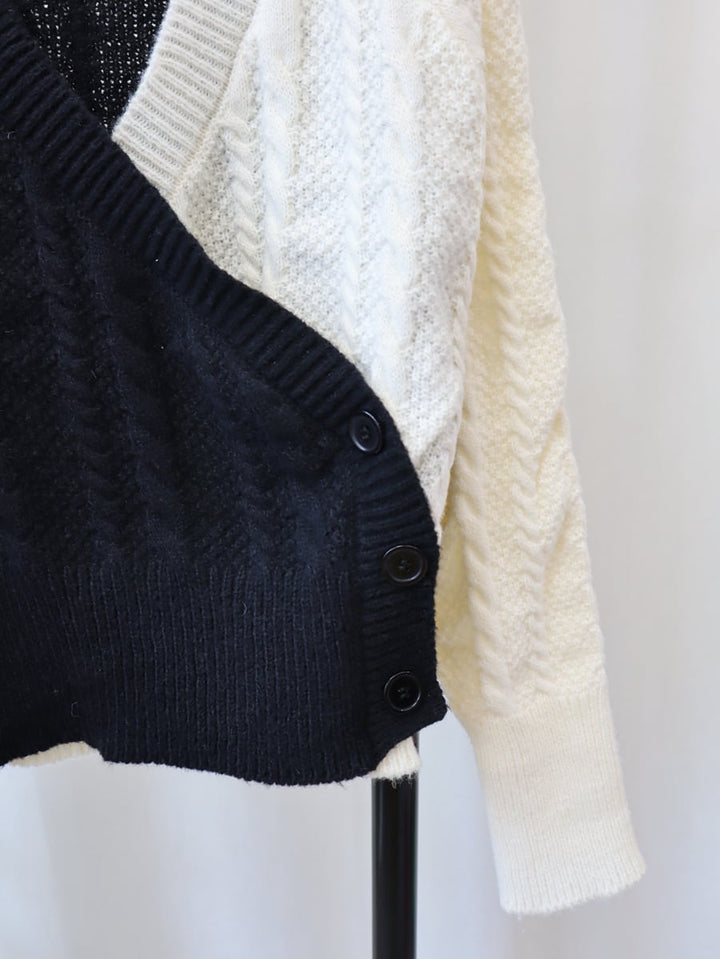 【outer】ドッキングVネックニットセーター　M18063