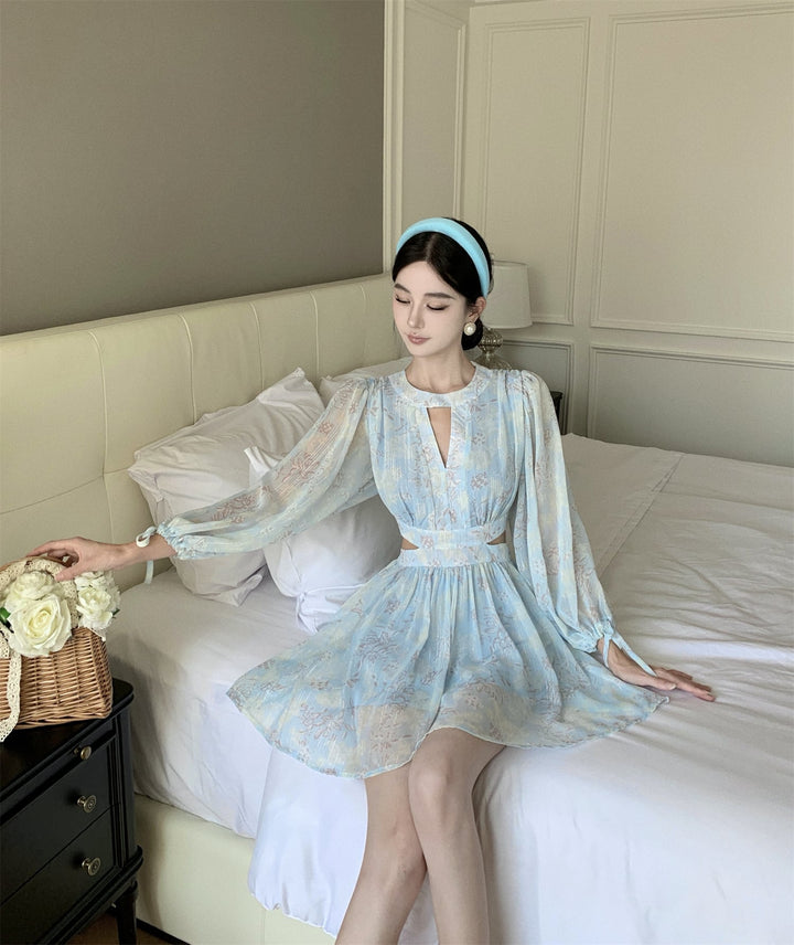 【dress】主役級エレガントカットワーク花柄ワンピース　M17347