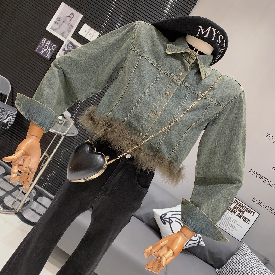 【outer】ファーデニムジャケット　M18119
