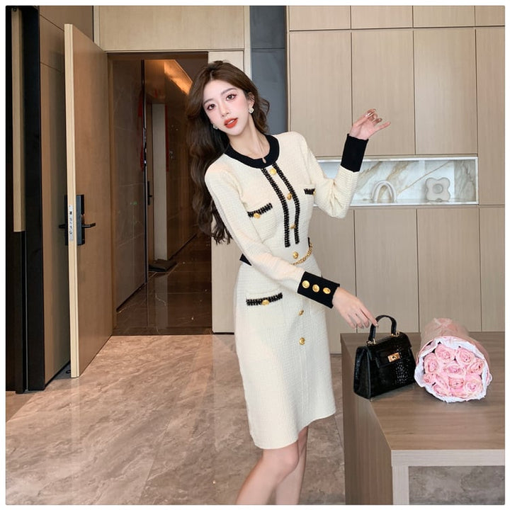 【dress】アウトポケットニットワンピース　M17902