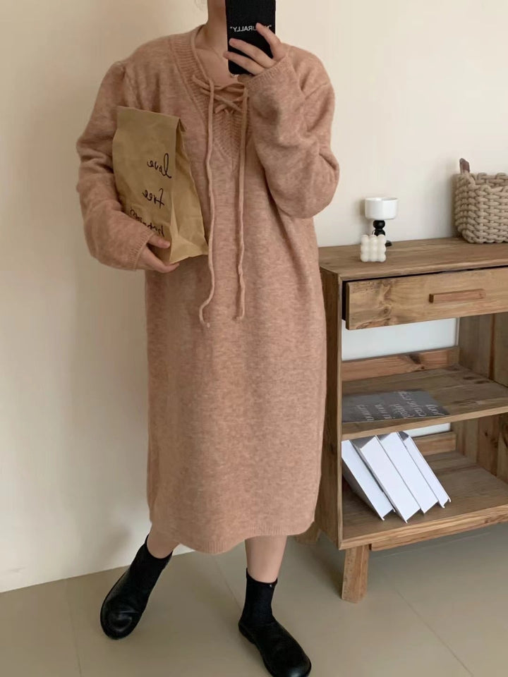 【dress】無地ニットワンピース　M18467
