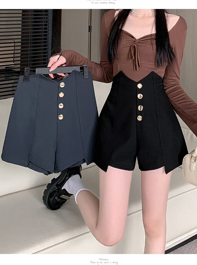 【bottoms】ハイウエストショートパンツ　M29466
