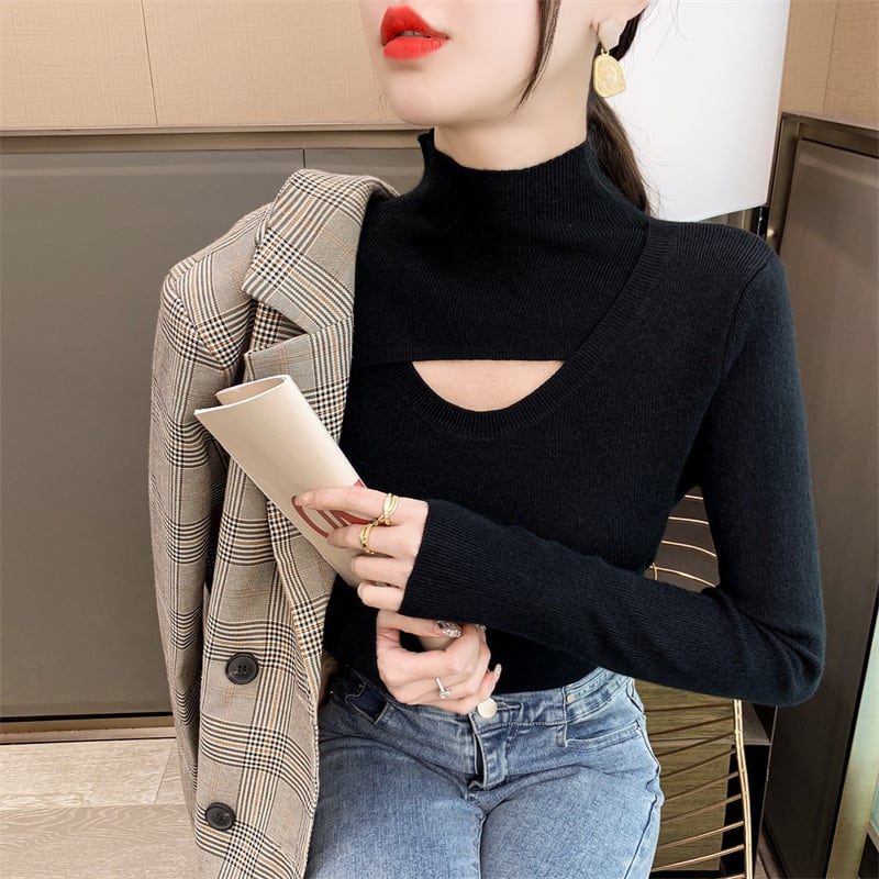 【tops】カットワークニットトップス　M18236