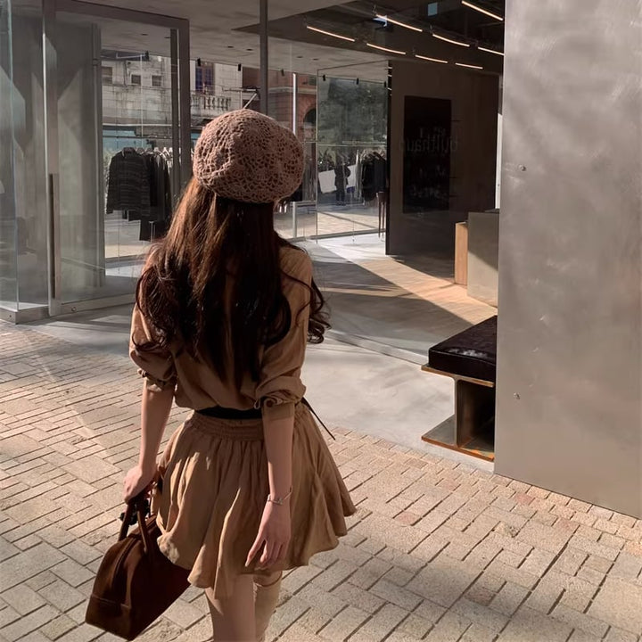 【dress】ベルト付きシャツワンピース Q8300