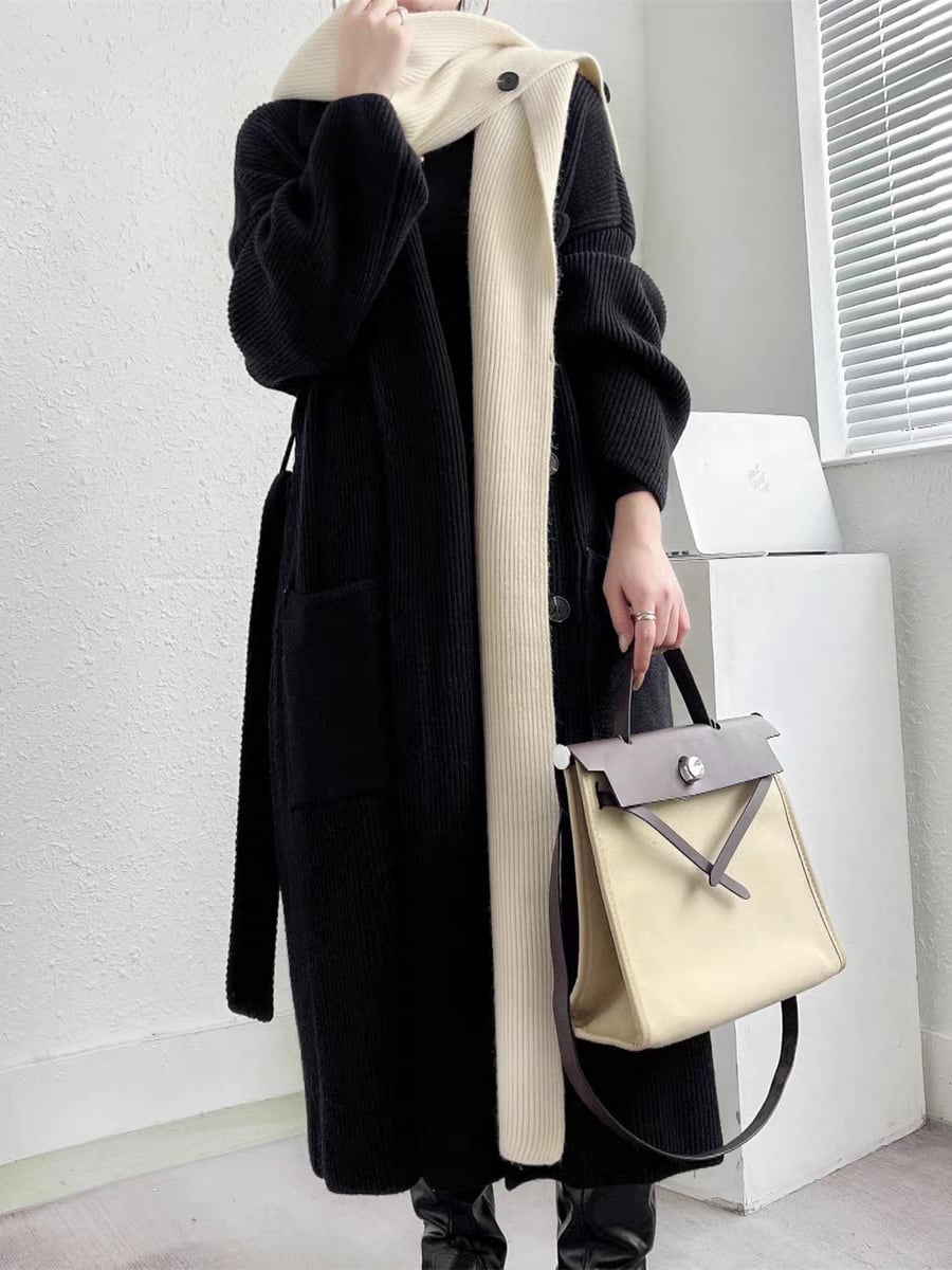 【outer】ドッキングロング丈ニットカーデ　M18270