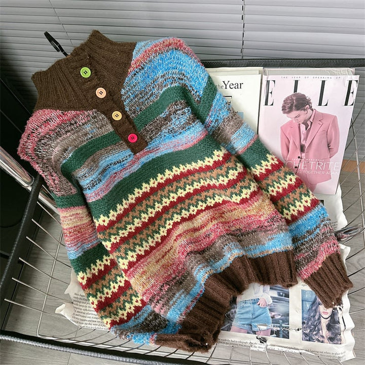 【tops】ボーダー柄ニットセーター　M27904