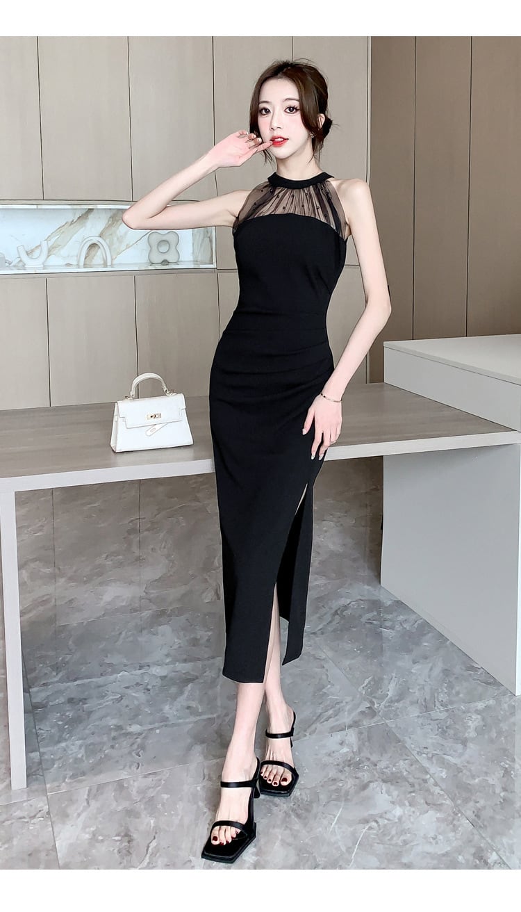 【dress】おしゃれ！ノースリーブスリットワンピース　M17226