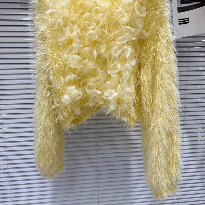 【tops】チュールフラワーニットトップス Q7330