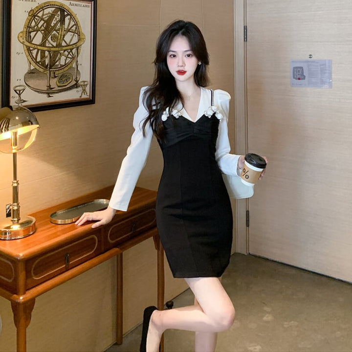 【dress】人気を独占中 エレガントデートワンピース着瘦せ　M17453